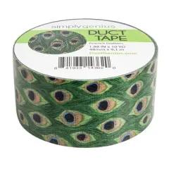 Simply Genius Single Roll Patterned Duct Tape Roll Craft Supplies For Adults Colored Duct Tape Colors, Peacock Feathers