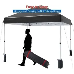 GustoWave Portable Outdoor Pop Up Canopy Tent, Waterproof and UV Protection, Black