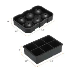 Unique Bargains Silicone DIY Drink Ball Square Maker Ice Cube Trays with Funnel 7.1" 6.5" 2 Pcs