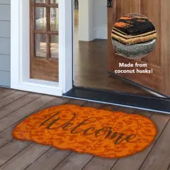 Briarwood Lane Welcome Pumpkin Fall Coir Doormat Natural Fiber Ou