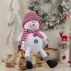 Northlight Sitting Winter Snowman Christmas Decoration - 16" - Red and White