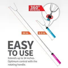 Garnen [FDA Certified] 8 Pack Smores Sticks for Fire, Telescoping Marshmallow Roasting Sticks, Stainless Steel Skewers Sticks for BBQ Hot Dog Camping