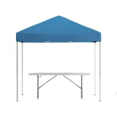Emma and Oliver Outdoor Event/Tailgate Tent Set with Pop Up Event Canopy and Wheeled Case and Bi-Fold Table with Carrying Handle