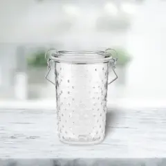 Amici Home Gemma Hobnail Glass Clamp Storage Jar/Canister, Clear
