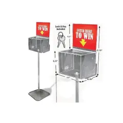 Azar Extra Large Suggestion Box With Pocket Lock and Keys on Pedestal Clear 206300