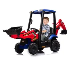 Ride on Excavator Bulldozer, 12V Kids Electric Vehicle with Remote Control, Front Loader, Digger, Horn, Adjustable Seat, Excavator Ride on Car Toy