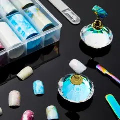 Glamlily 40 Rolls Marble Nail Sticker Wrap for Manicure Art, Transfer Decals Stickers for Acrylic & Natural Nails, 10 Designs, 1.5 x 39 in