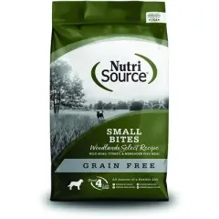 NutriSource Grain Free Woodlands Small Bites Made with Wild Boar, Turkey and Menhaden Fish Dog Food - 5LB