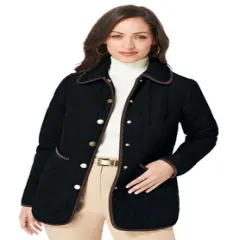 Jessica London Women&rsquo;s Plus Size Snap-Front Quilted Coat