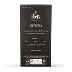 Peet's Coffee Ristretto Decaffeinato Espresso Roast Aluminum Capsules - 10ct