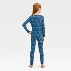 Kids' Hanukkah Ribbed Long Sleeve Shirt and Pants Holiday Matching Family Pajama Set - Wondershop&trade; Blue