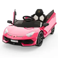12V Ride-On Car for Kids, Remote Control, LED Headlights, Hydraulic Doors, Seatbelt, Battery-Powered Sports Car