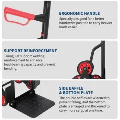 Stair Climbing Cart, 330 LB Weight Capacity, Folding Heavy Duty Stair Climbing Dolly with Adjustable Handle & 2 Elastic Ropes