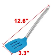 Unique Bargains Stainless Steel Handle Silicone Non-stick Heat Resistant Slotted Pancake Turner Spatula