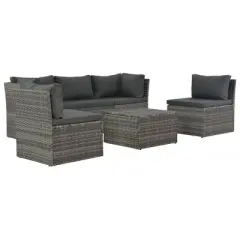 vidaXL 4-Piece Patio Lounge Set - Outdoor Poly Rattan Furniture with Cushions, Weather-Resistant, Easy Assembly - Perfect for Garden, Patio - Gray