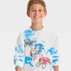 Boys' Tie-Dye Sonic Long Sleeve Graphic T-Shirt - art class&trade; Blue/White