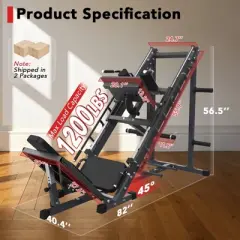 COZONY 2-in-1 Hack Squat & Leg Press Machine w/ Linear Bearing, Plate Storage, Heavy-Duty Lower-Body Trainer for Home Gym