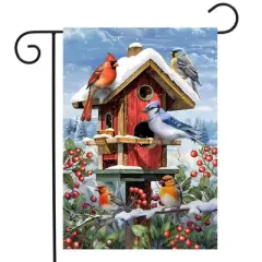 Briarwood Lane Winter Garden Flag 12x18 For Outdoor Winter Birdhouse Gathering For Winter Garden Flag Flags For Outside