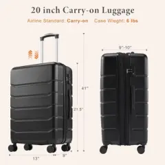 Kumasinova 20"-28"Carry-On/Checked Luggages,ABS Hardside Luggage with Spinner Wheels & Built-In Lock,Lightweight TSA Lock Hard Shell Suitcase