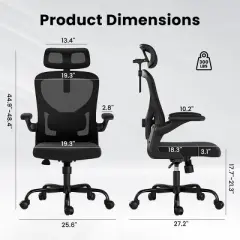 PAGED Ergonomic Office Chair with Headrest, High Back Gaming Chair with Armrests and Adjustable Lumbar Support for Home Office