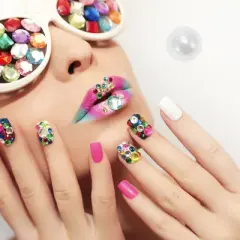 Unique Bargains Women's Elegant Rhinestone Nail Supplies Assorted Color 1 Set