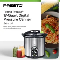 Presto Precise 02152 17 Quart Electric Pressure Canner, Stainless Steel Digital Boiling Water Canner with Removable Pot for Kitchen, Silver