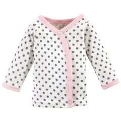 Touched by Nature Baby Girl Organic Cotton Preemie Layette 4pc Set, Pink Gray Scribble, Preemie