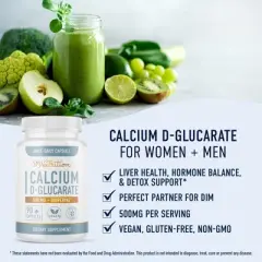 Calcium D-Glucarate Capsules, CDG for Liver Detox & Cleanse, Metabolism, Hormone Balance, & Menopause Support, SMNutrition, 90ct