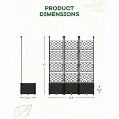 Plastic Plant Box with Metal Trellis, Raised Garden Bed for Climbing Plants/Vines, Outdoor Planter Raised Bed with Drainage Hole for Backyard