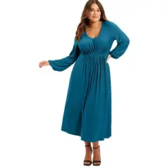 June + Vie by Roaman's Women&rsquo;s Plus Size Florynce Empire Waist Dress