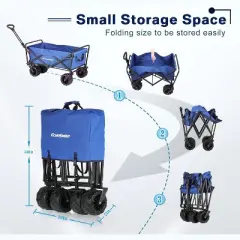 Heavy Duty 350 Lbs Capacity Collapsible Wagon, Folding Camping Wagons, Grocery Portable Utility Cart, Adjustable Rolling, w/ Big Wheels by Boahaus