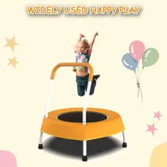 DSVIMOY Trampoline, Toddler Trampoline for Kids 1 Year Plus with Handle, Baby Gifts for Boys and Girls, Indoor and Outdoor, Orange, 27.5*27.5*30