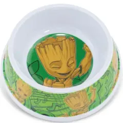 Buckle-Down Single Melamine Pet Bowl - 7.5 (16oz) - Marvel Comics Groot Happy Pose + Groot Poses Music Notes Greens