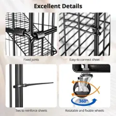 GOTGELIF Stylish 6-Tier 77" Cat Cage Playpen with Hammock & Pet Bed For Furry Friend