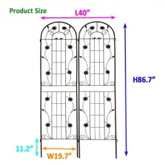 JUJABU 2 Pack Metal Garden Trellis 86.7" x 19.7"  for Climbing Plants Outdoor Flower Support