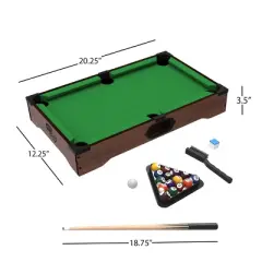 Toy Time Mini Billiards Tabletop Pool Game Set - Cues, Balls, and Rack