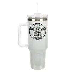 Elanze Designs World's Greatest Bus Driver Myth Legend 40 oz. Stainless Steel, Large Water Bottle Coffee Mug, Spill & Leak Resistant, Thermal Travel
