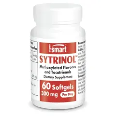 SuperSmart Sytrinol Supplement 300mg per Day (High Absorption) - Citrus Bioflavonoids & Tocotrienols  - Palm Fruit Extract | Gluten Free - 60 Softgels