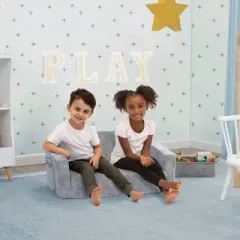 Delta Children Kids' Serta Perfect Sleeper Extra Wide Comfy 2-in-1 Flip Open Convertible Sofa to Lounger - Gray