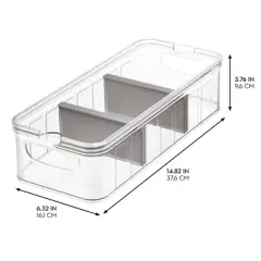 iDesign Large Fridge Organizer Bin with Removable Divider