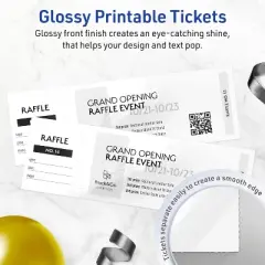 Avery Printable Rectangle Tickets, 2-3/4" x 8-1/2", Glossy White Cardstock, Laser/Inkjet, 40 Total