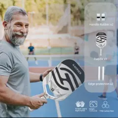 Aukfa Carbon Fiber Pickleball Paddle &ndash; 14mm Polypropylene Honeycomb Core, UV Matte Finish, Hot Press Molded, Lightweight Pro Racket