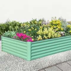 Galvanized Raised Garden Bed, 8x4x1.5FT Tall Galvanized Planter Raised Garden Boxes Outdoor, Large Steel Planter Box For Flowers Vegetables Herbs