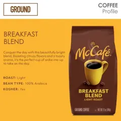 McCafe Breakfast Blend, Medium Roast, Ground Coffee, 12 oz, Pack of 2