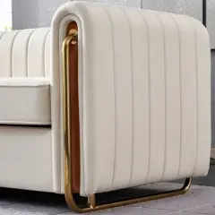 NicBex Couches for Living Room 84.25inch Cloud Couch Contemporary Velvet Upholstered 2 Seater Sofa Couch with Polished Gold Stainless Steel Legs