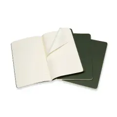 Moleskine 3pk 80pg Ruled Large Journal 8.27"x5.12" Cahier Myrtle Green: Pocket Notebook, Soft Cover,