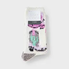 Women's Cowboy Boots 2pk Cozy Crew Socks - Purple/Ivory/Grey 4-10