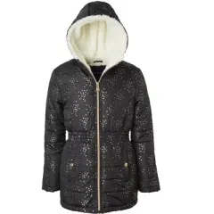 Limited Too Little Girl Midweight Long Puffer Jacket with Baby Fur Lining
