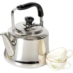 Lehman's Harmonica Hum Teakettle Shiny 304 Stainless Steel Large Spout 5 Quarts