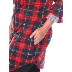 Women's Plus Size Piper Stretchy Plaid Tunic with Pockets - White Mark